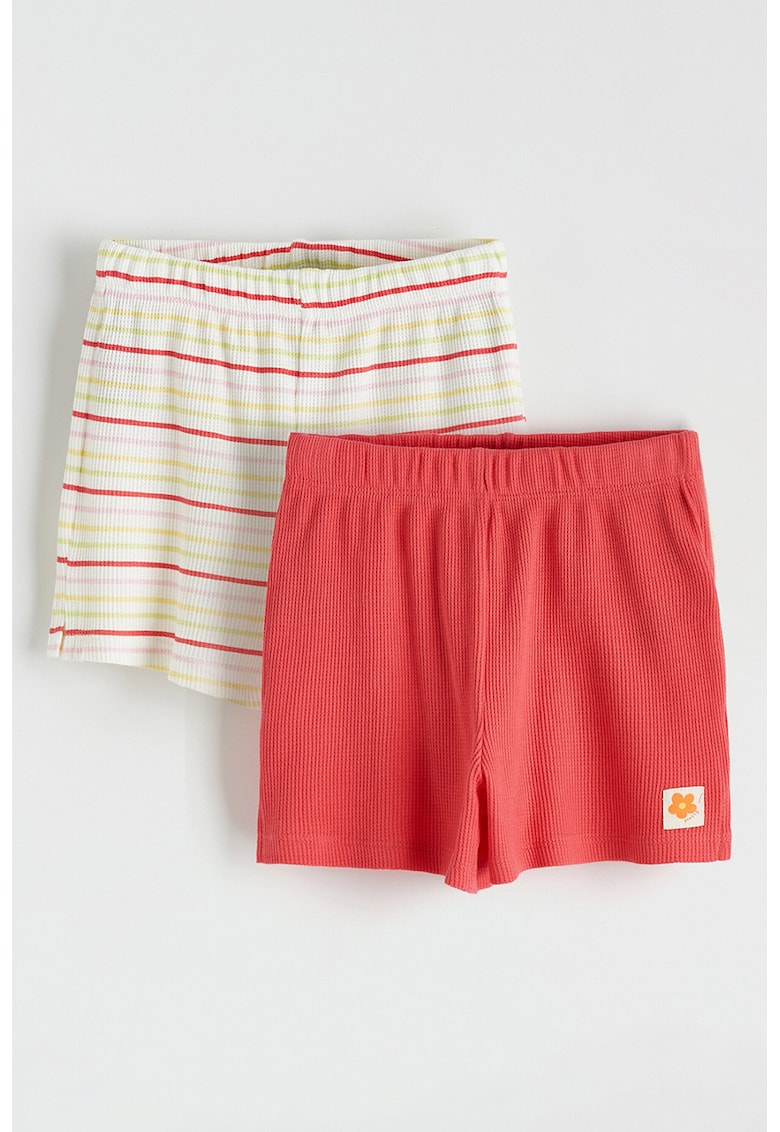 Set de pantaloni scurti din bumbac - 2 piese - Rosu/Alb