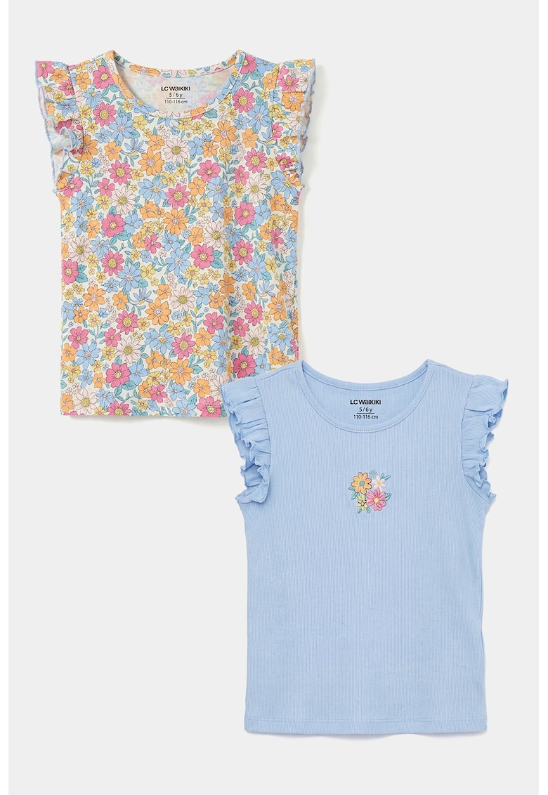 Set de top-uri slim fit - 2 piese - Portocaliu/Albastru azur/Roz
