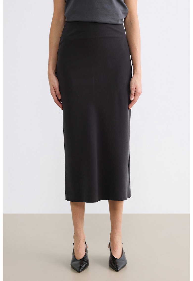 Fusta midi cu model uni - Gri inchis