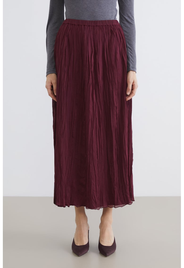 Fusta maxi cu model texturat - Rosu inchis