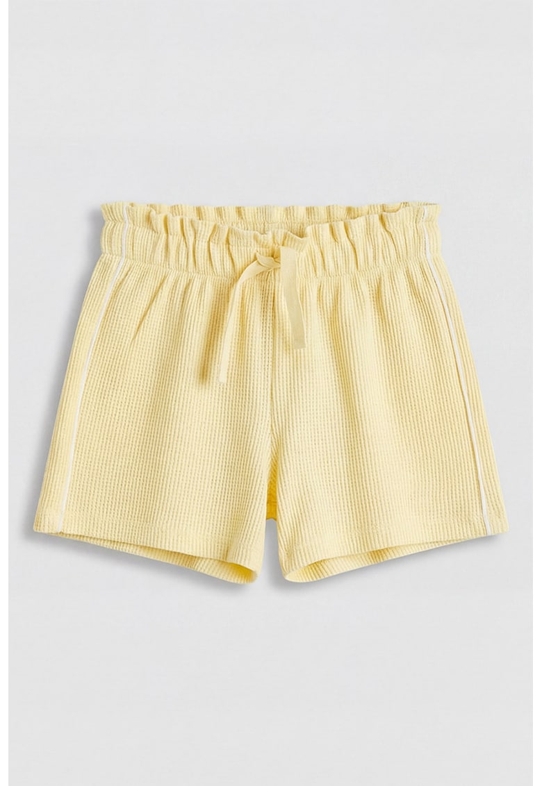 Pantaloni scurti din bumbac cu model texturat - Galben