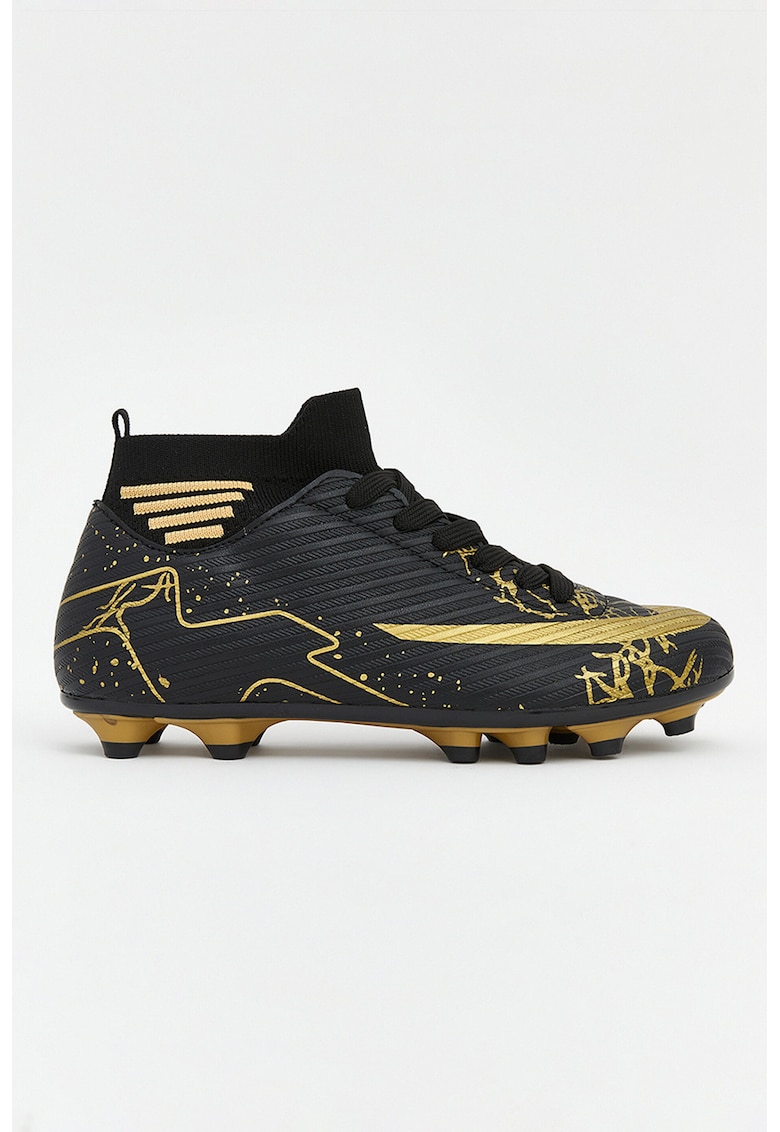 Pantofi sport cu model si sireturi - Auriu/Negru