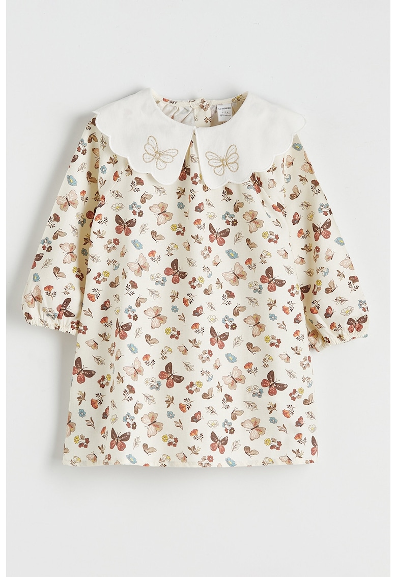 Rochie din bumbac cu imprimeu cu fluture - Maro/Galben/Albastru