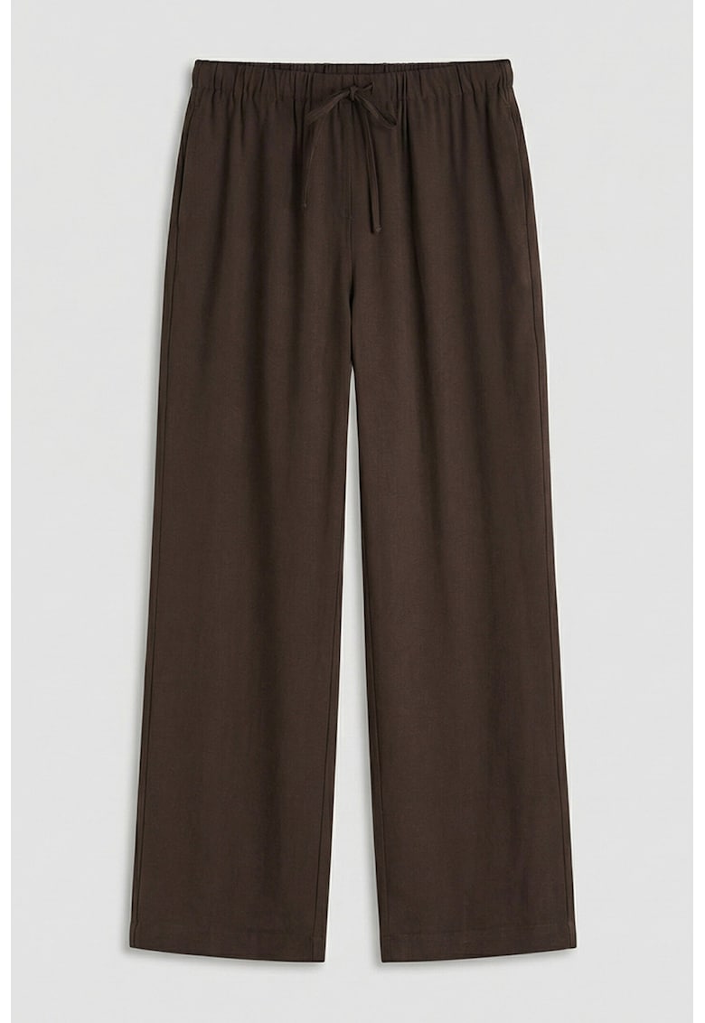 Pantaloni cu croiala ampla si snur - Maro pamantiu
