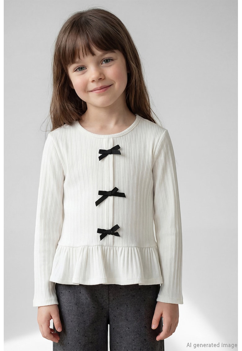 Bluza striata cu funde - Alb