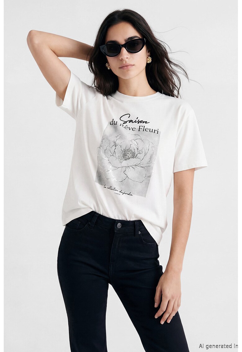 Tricou lejer de bumbac Vision - Alb optic
