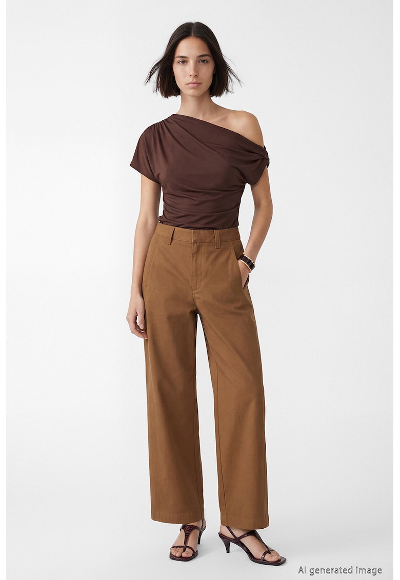 Pantaloni crop cu croiala balloon - Caramel