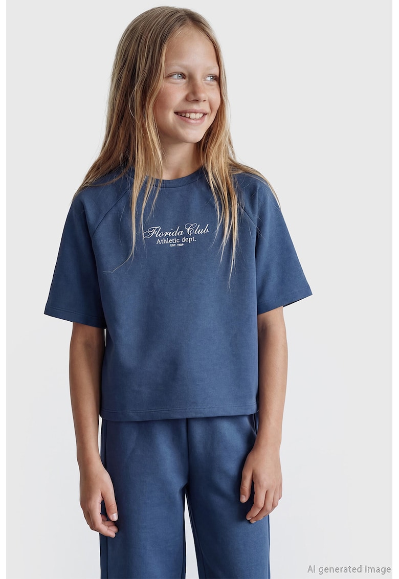 Set de tricou cu maneci scurte si pantaloni - 2 piese - Bleumarin