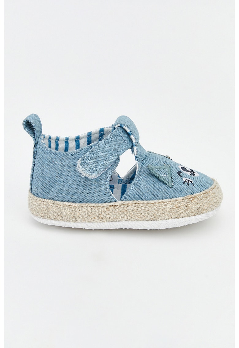 Pantofi crib din denim cu decupaje - Albastru deschis