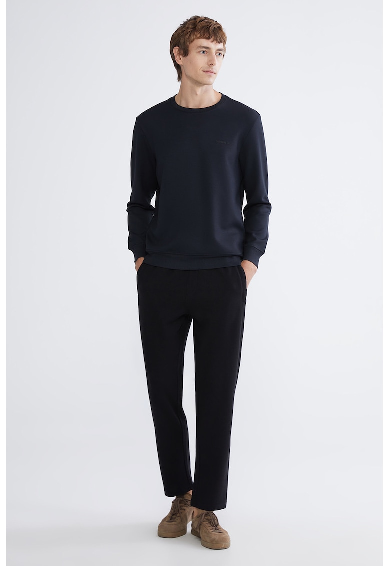 Pantaloni drepti din amestec de bumbac - Negru