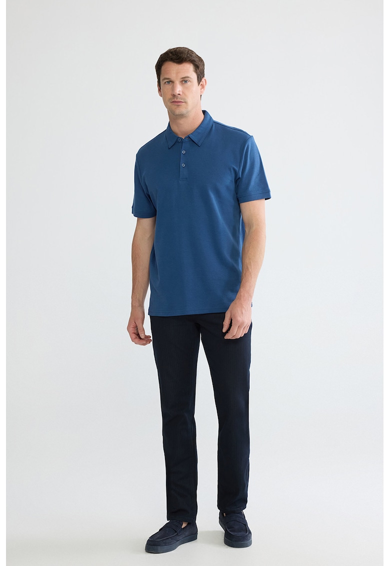 Tricou polo de bumbac - Albastru inchis