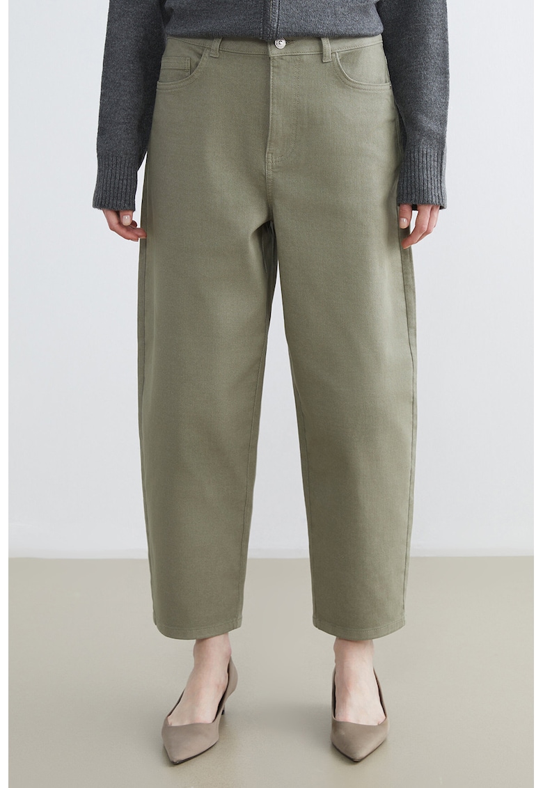 Blugi crop cu croiala conica - Verde sparanghel