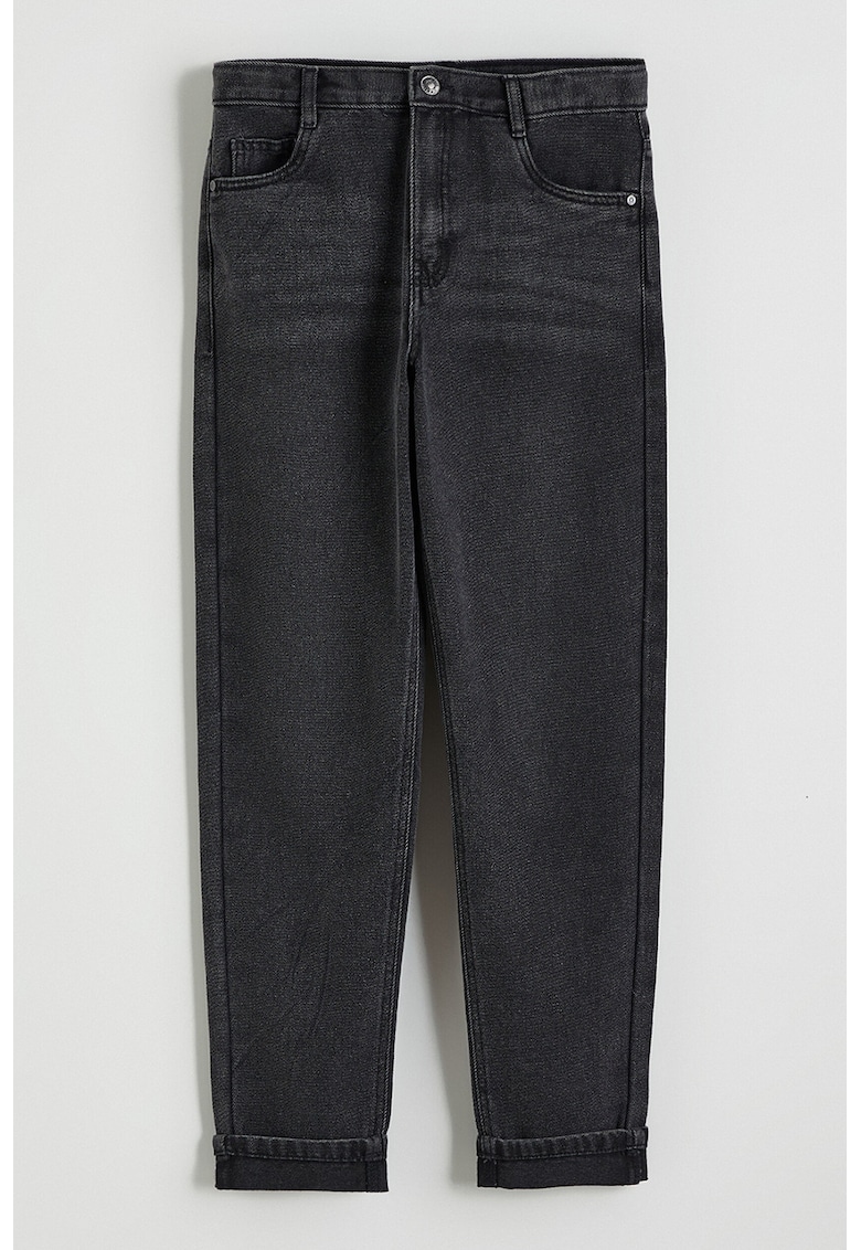 Blugi regular fit cu talie medie - Negru
