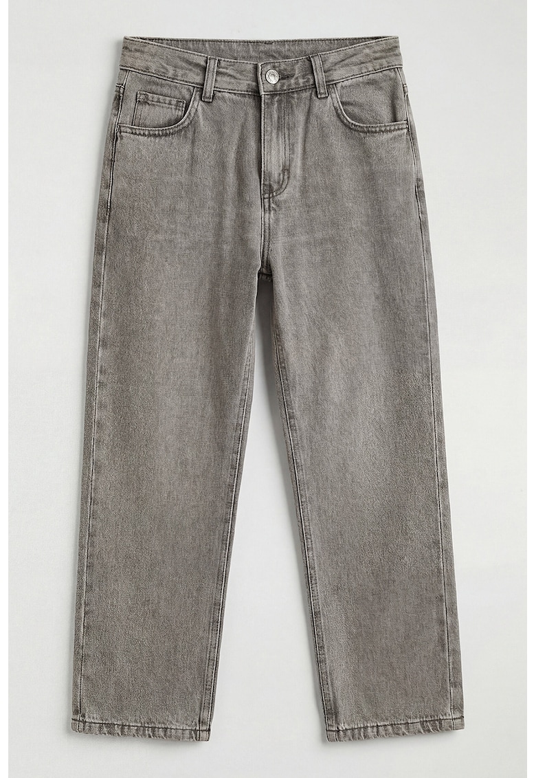 Blugi relaxed fit cu talie medie - Gri