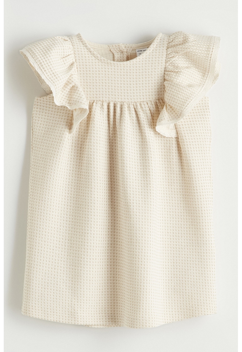 Rochie evazata cu volane - Bej deschis