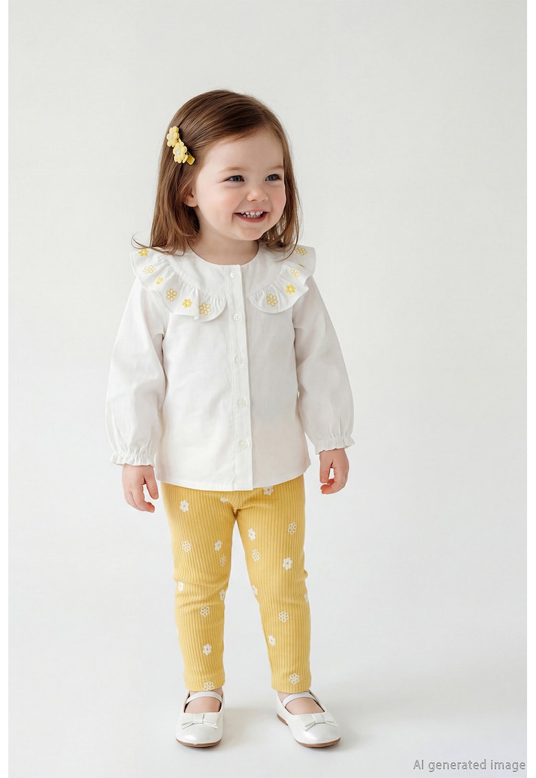 Set de bluza si pantaloni - Alb/Galben