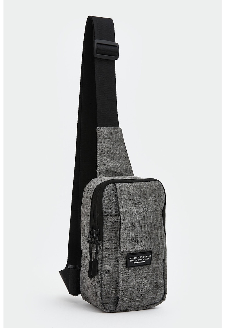 Geanta crossbody cu imprimeu - Negru/Gri melange