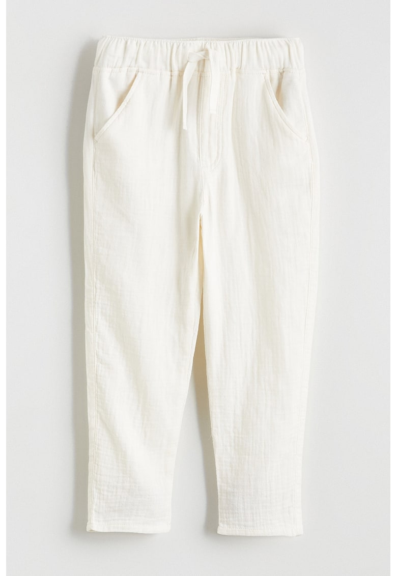 Pantaloni jogger de bumbac - Alb murdar