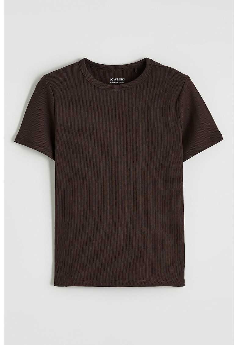 Tricou uni cu striatii - Maro inchis