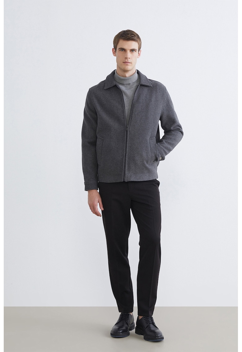 Pantaloni slim fit cu talie medie - Negru