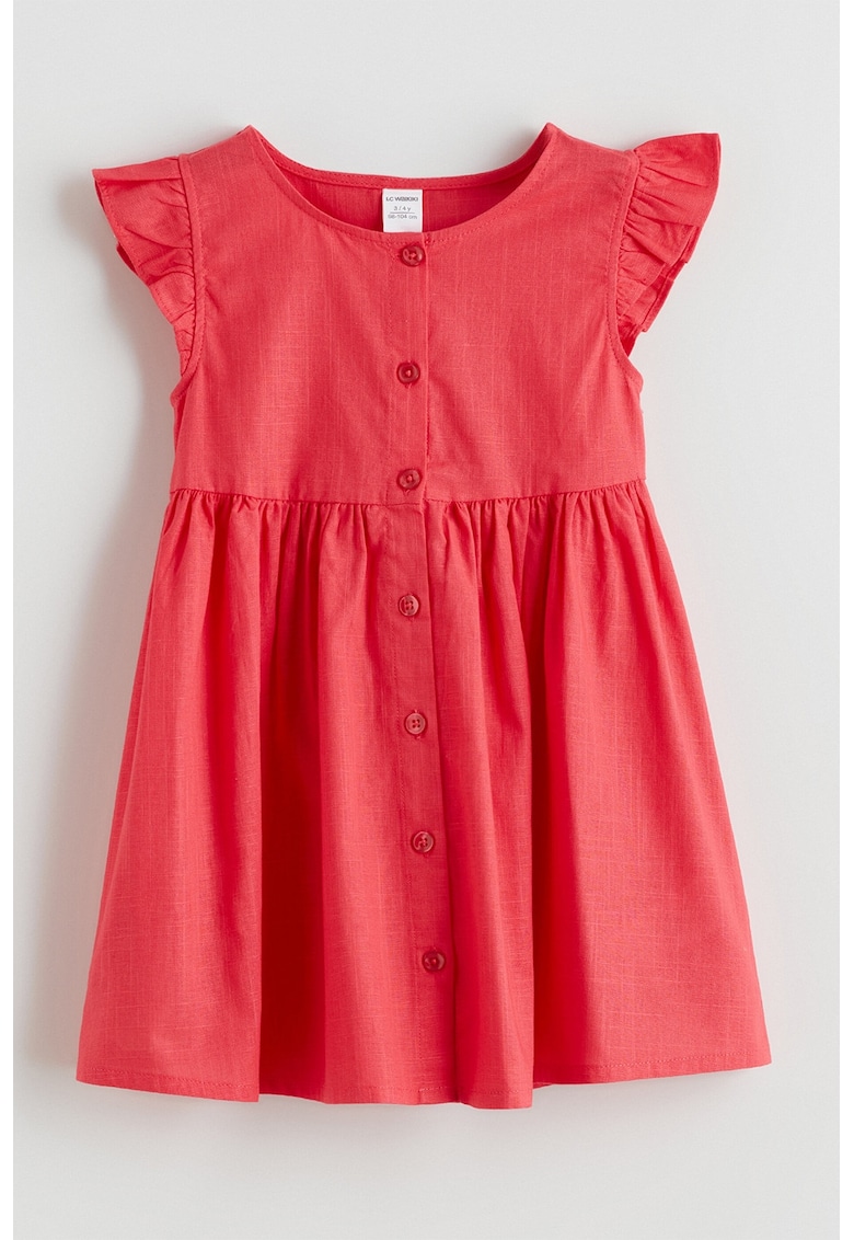 Rochie evazata cu maneci cu volane - Rosu vermillion