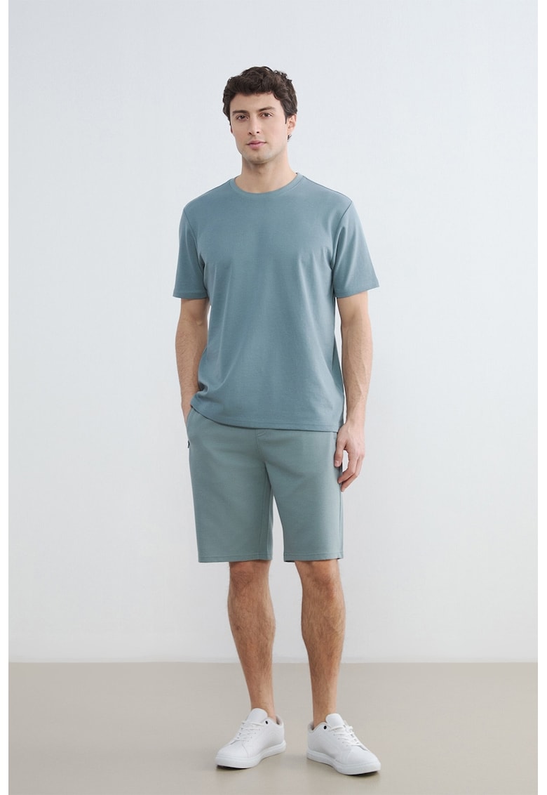 Pantaloni scurti de trening cu buzunare - Verde aquamarin
