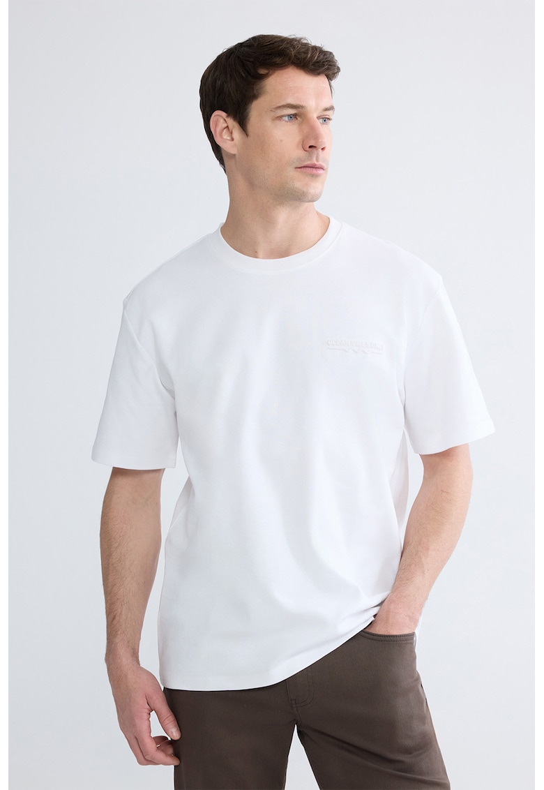 Tricou cu decolteu la baza gatului - Alb optic