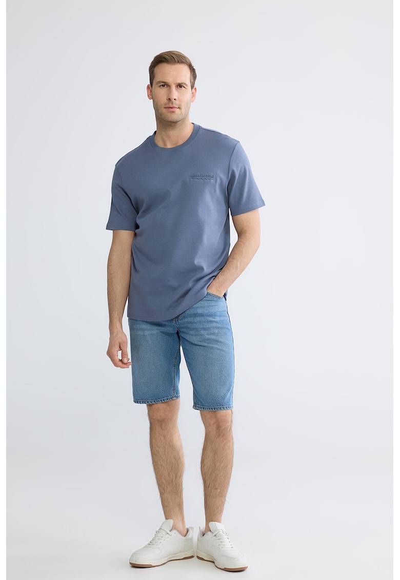 Tricou cu decolteu la baza gatului - Albastru indigo