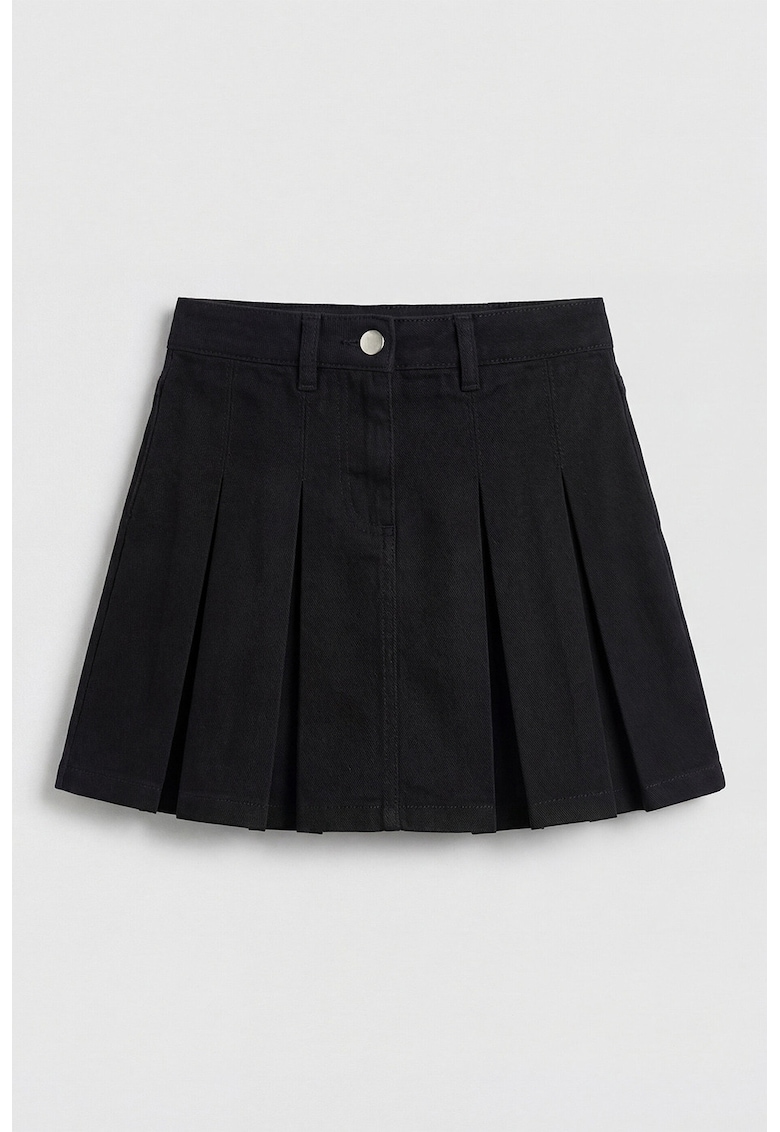 Fusta evazata din denim - Negru
