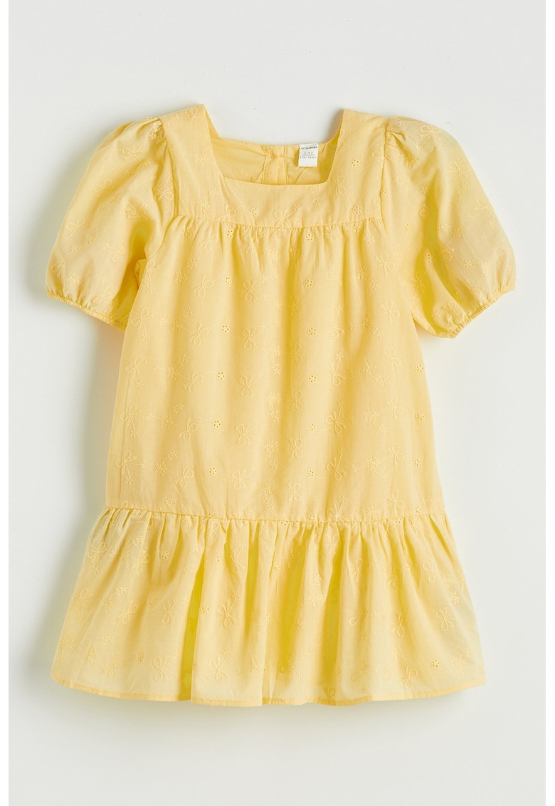 Rochie cu maneci bufante - Galben pai