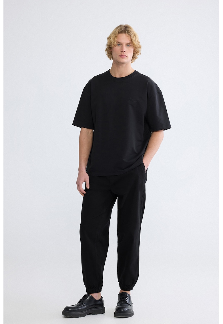 Pantaloni uni de trening cu snur - Negru