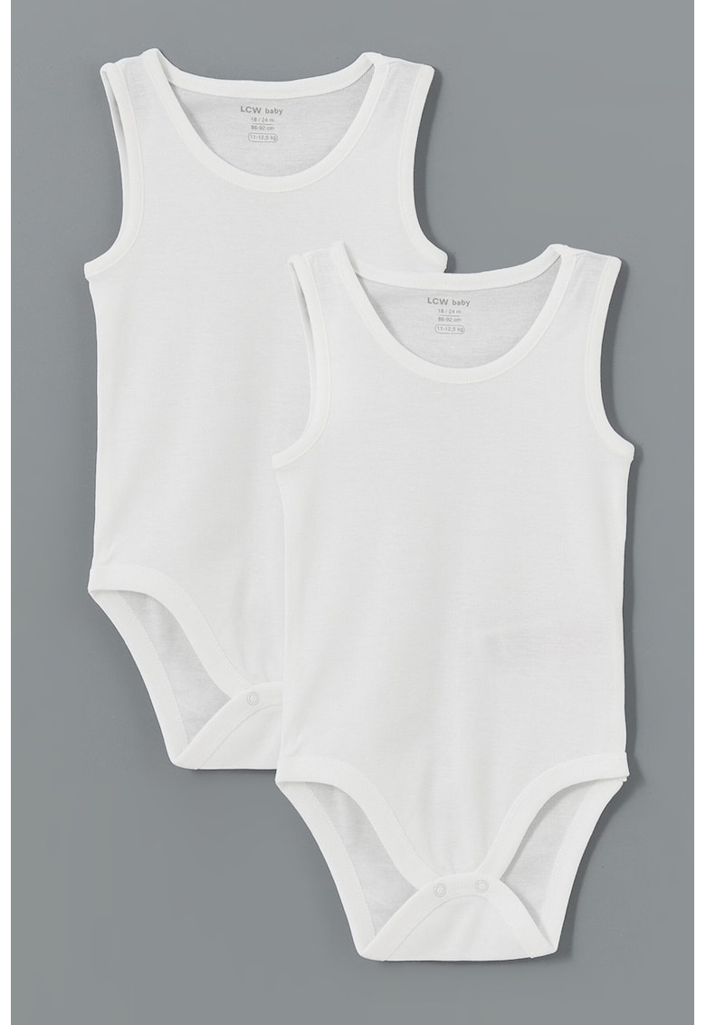Set de body-uri de bumbac - 2 piese - Alb