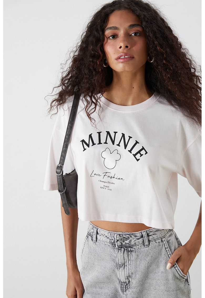 Top crop de bumbac - Alb optic