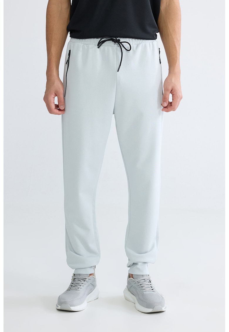 Pantaloni de trening cu snur si terminatii elastice - Alb optic