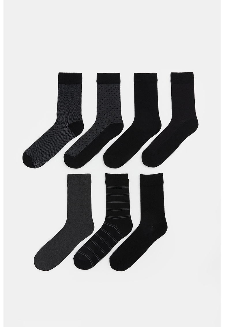 Set de sosete lungi - 7 perechi - Negru/Gri antracit/Gri inchis