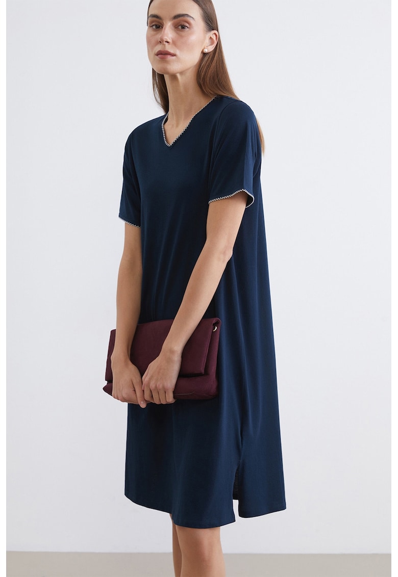 Rochie lejera cu decolteu in V - Bleumarin
