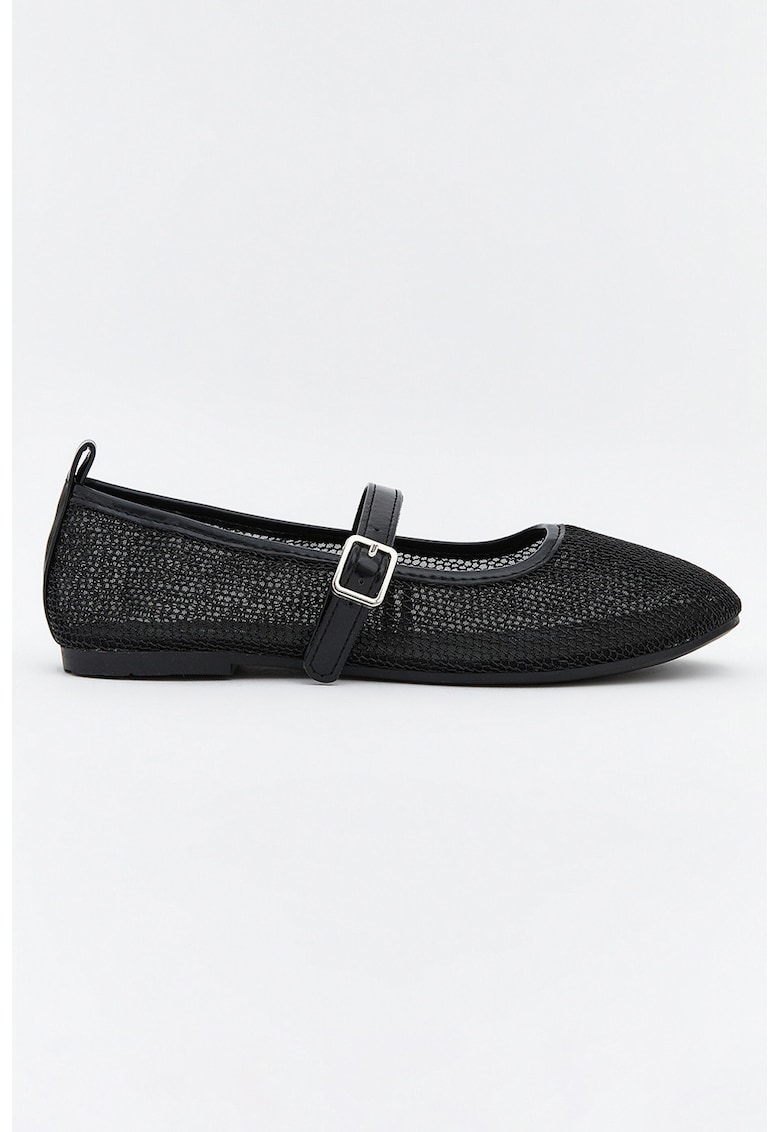 Balerini Mary Jane din plasa - Negru