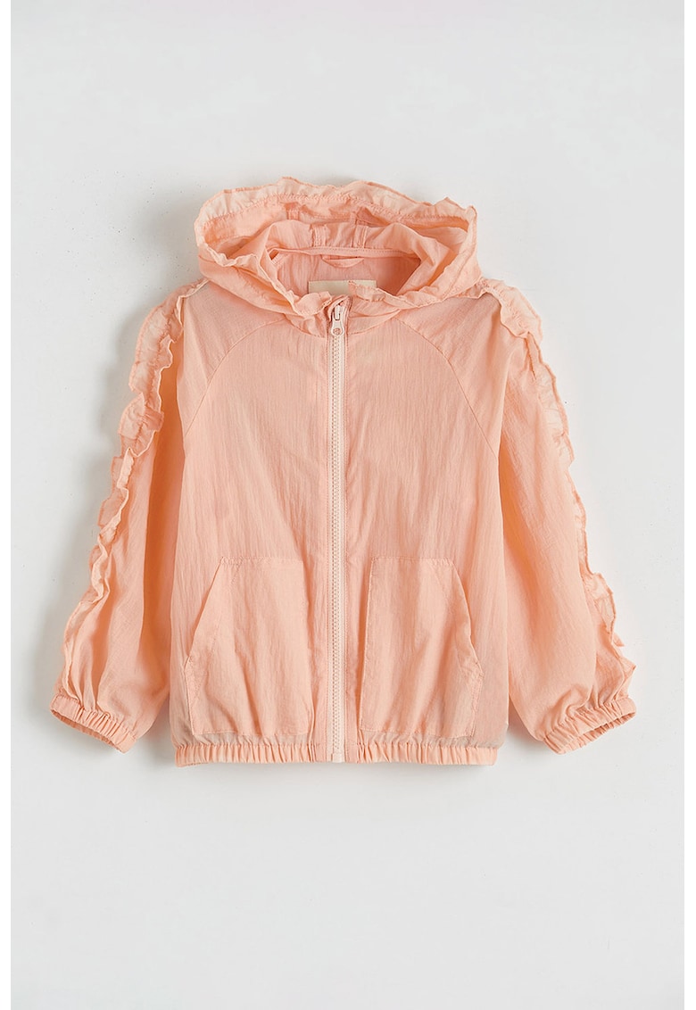 Jacheta cu gluga si maneci raglan - Roz somon