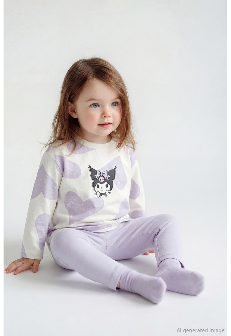 Set de bluza de trening si colanti - 2 piese - Alb/Lila