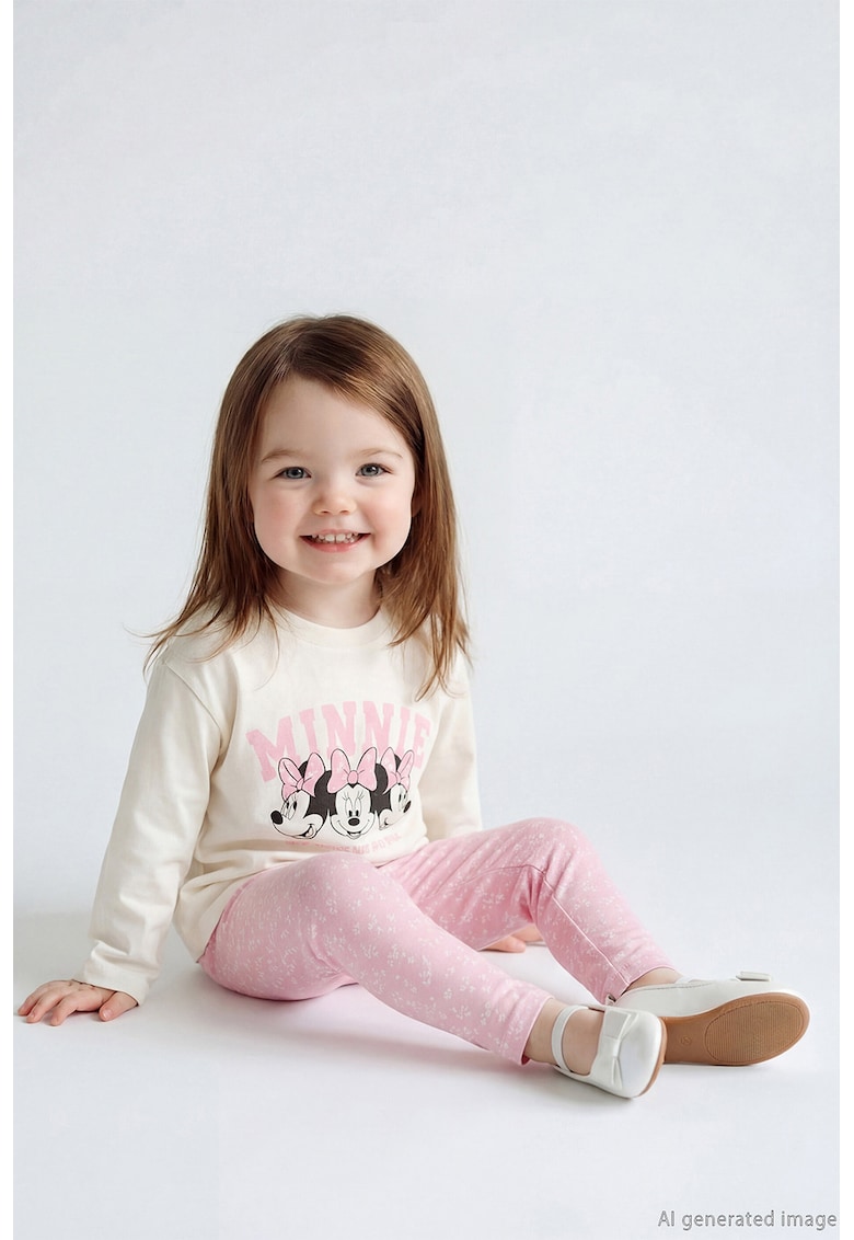 Set de bluza si colanti - 2 piese - Alb murdar/Roz