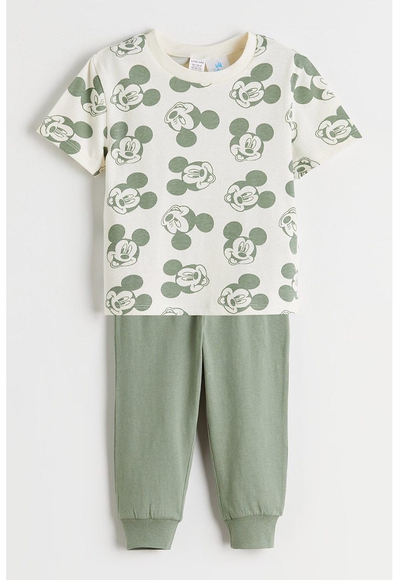 Set de tricou si pantaloni - 2 piese - Verde/Alb murdar