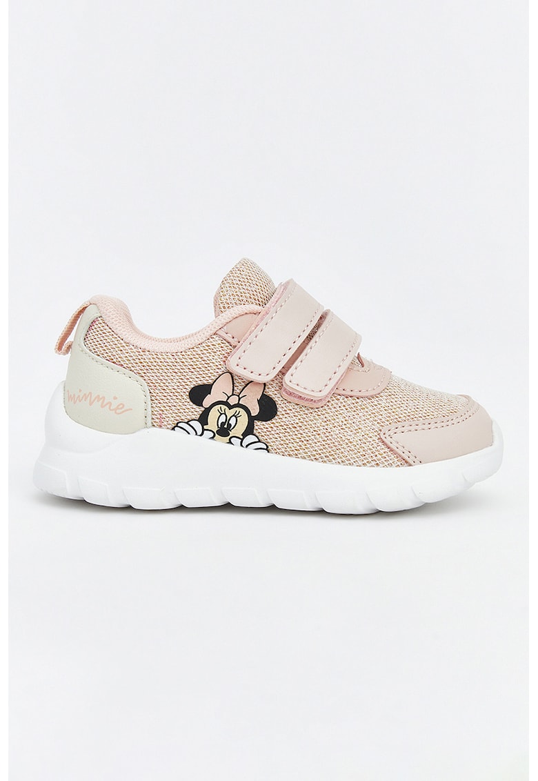 Pantofi sport din material textil din piele ecologica cu detaliu cu Minnie Mouse - Bej inchis