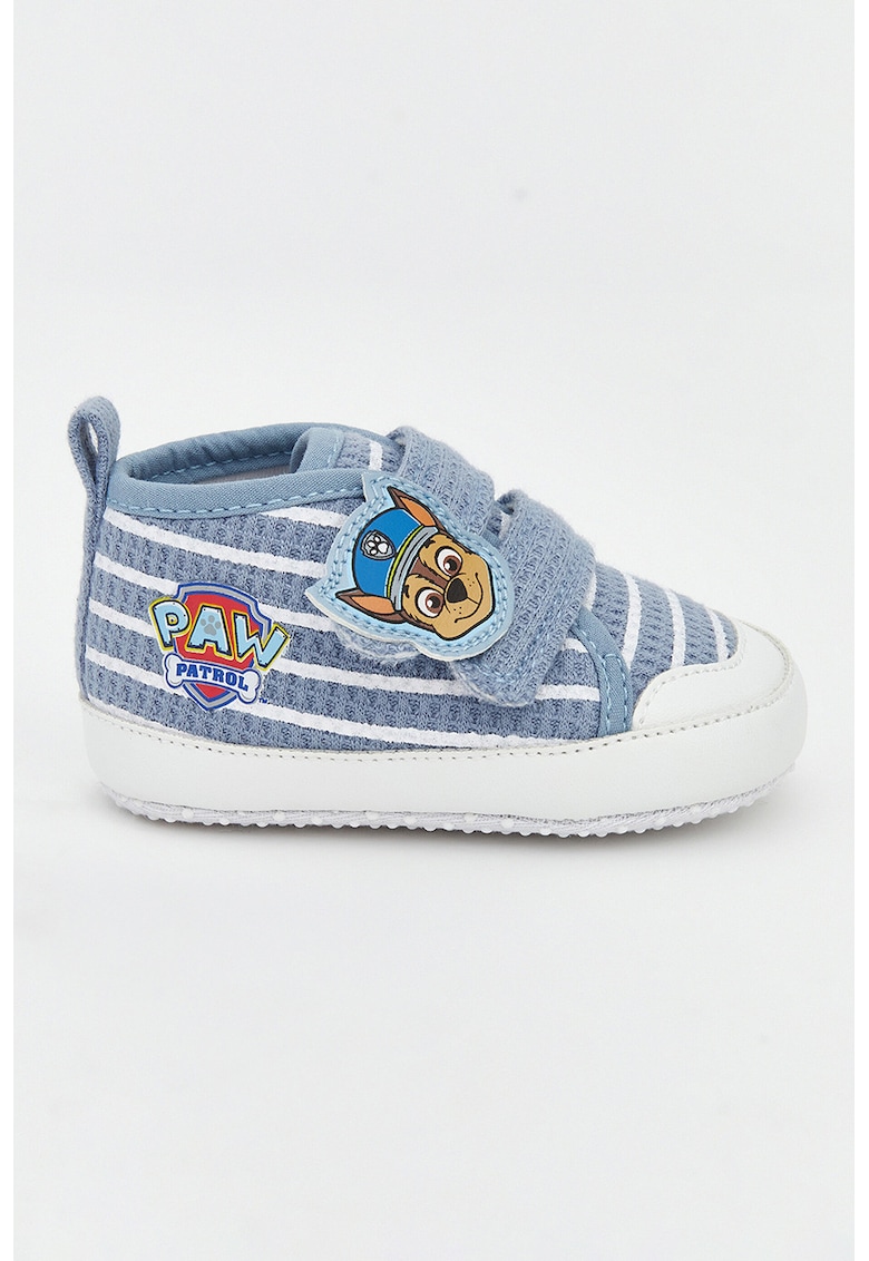 Pantofi din material textil cu inchidere velcro - Alb/Albastru prafuit