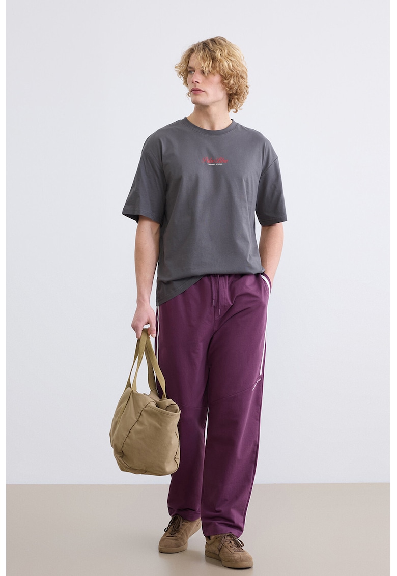 Pantaloni de trening cu linii contrastante - Alb/Violet tyrian