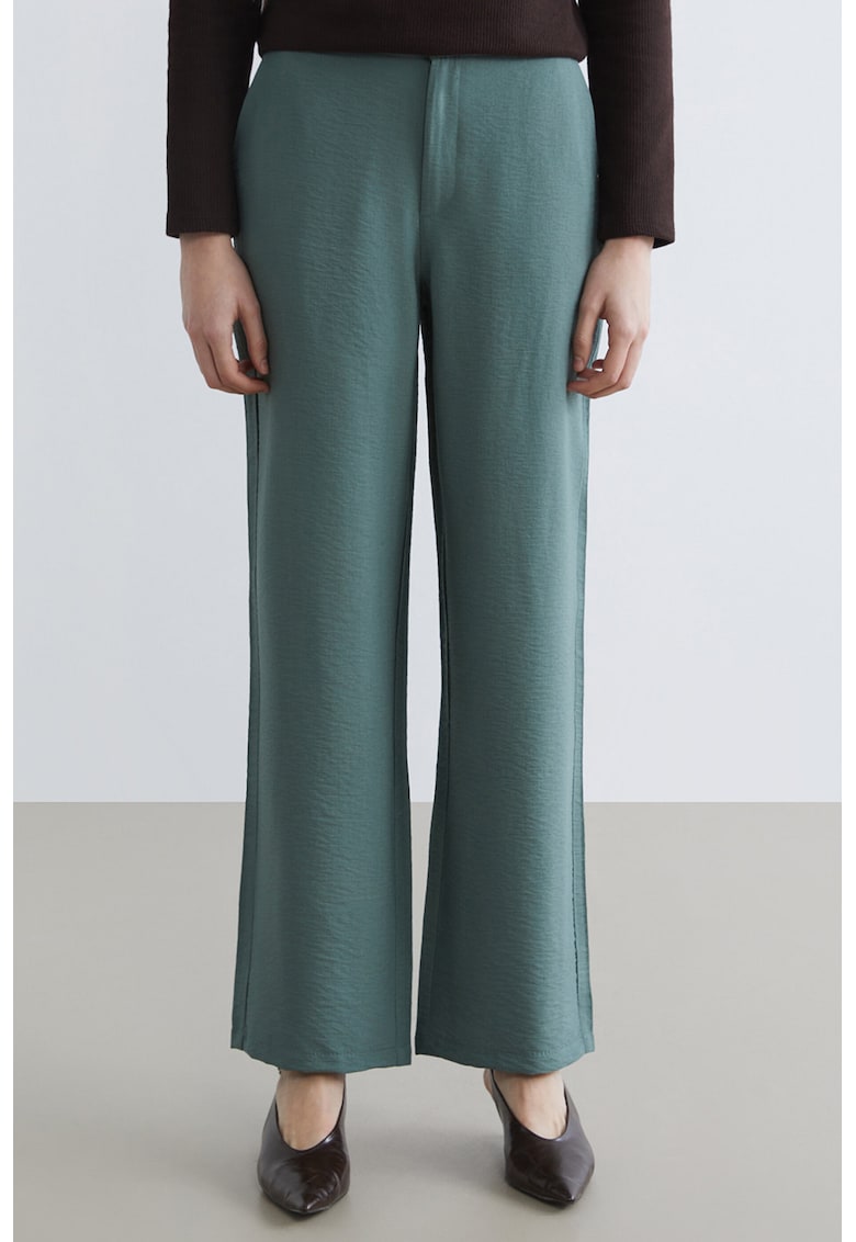 Pantaloni evazati cu talie medie - Verde pal