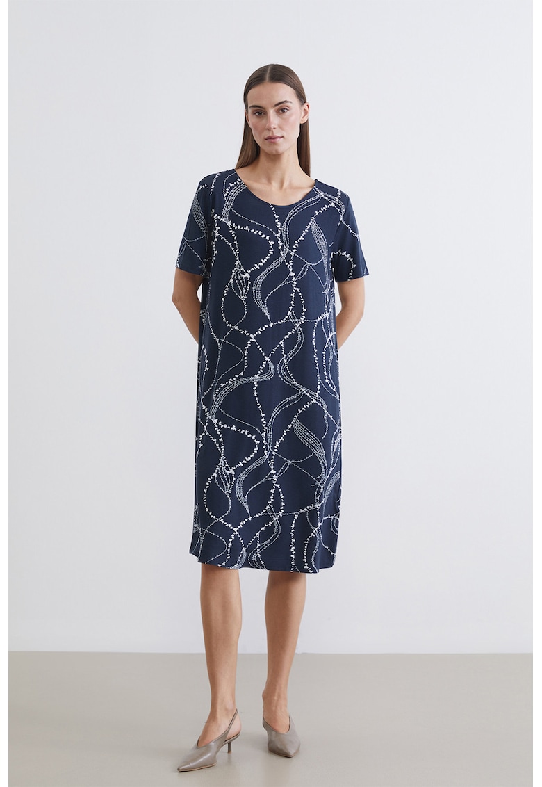 Rochie-tricou cu imprimeu - Bleumarin