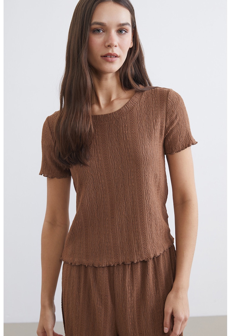 Pijama cu model uni - Caramel