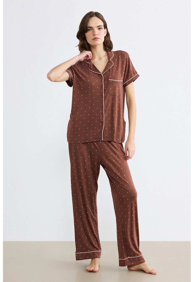 Pijama cu buline - Caramel