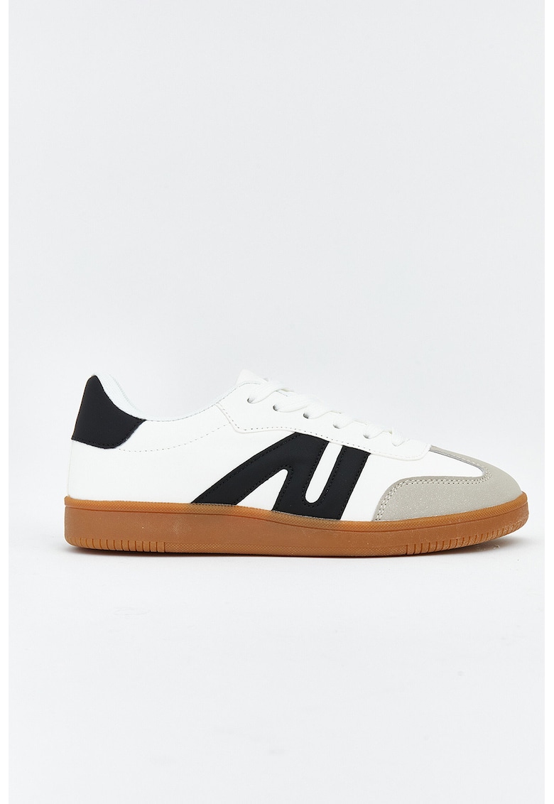 Pantofi sport low-cut cu sireturi - Alb/Negru