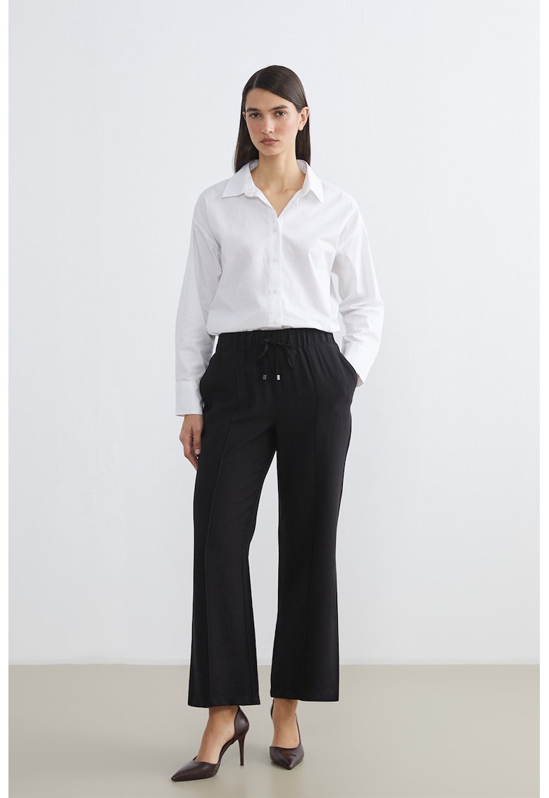 Pantaloni cu snur in talie - Negru